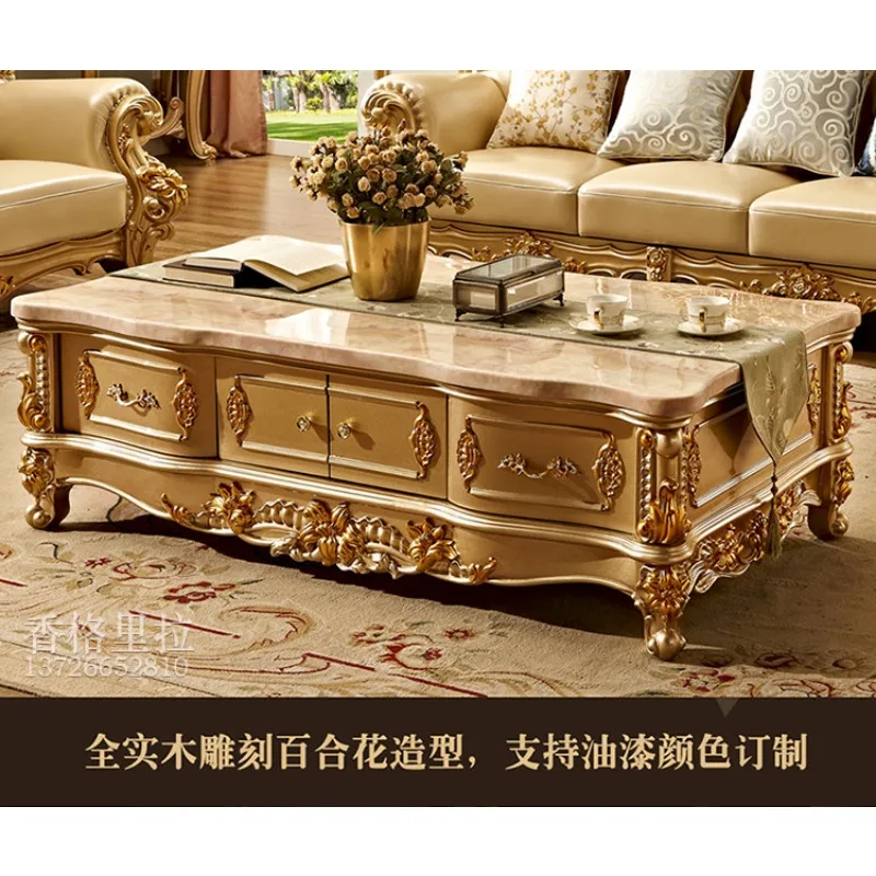 European marble coffee table, American villa retro living room paint tea table solid wood carving flower tea table furniture set
European marble coffee table, American villa retro living room paint tea table solid wood carving flower tea table furniture set
