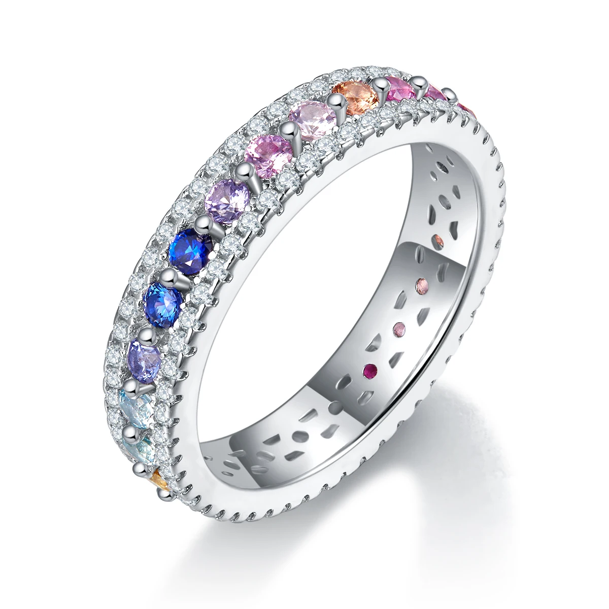 Rainbow Moissanite Cultured Colored Gemstones Women's Ring S925 Silver Plated 18K Gold Platinum Ring Simple and Fashionable
Rainbow Moissanite Cultured Colored Gemstones Women's Ring S925 Silver Plated 18K Gold Platinum Ring Simple and Fashionable