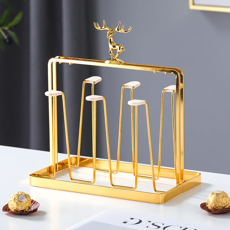 Light luxury cup storage rack creative household water cup upside-down cup holder glass drain rack with tray living room
Light luxury cup storage rack creative household water cup upside-down cup holder glass drain rack with tray living room