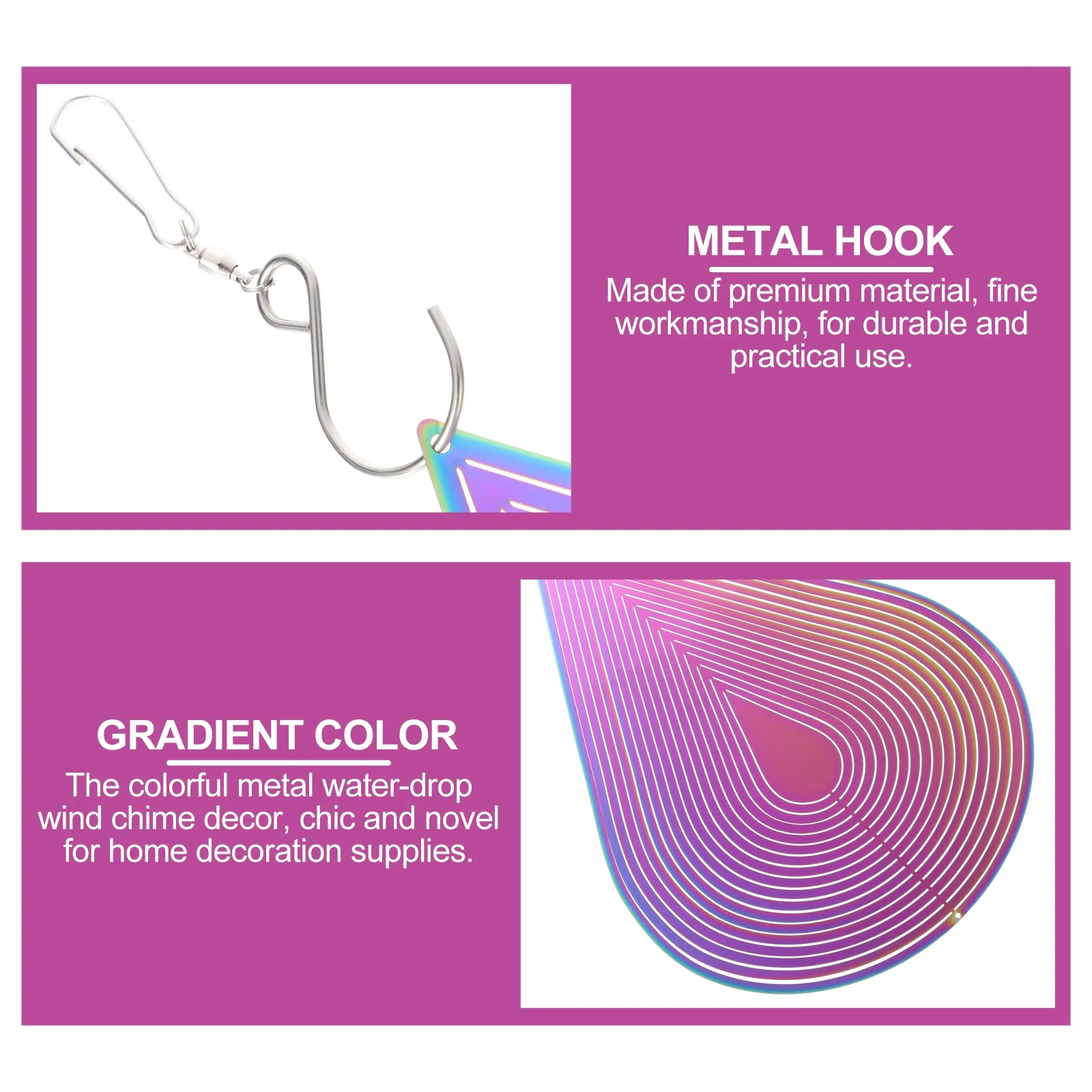 3D Rotating Metal Wind Bell Colorful Water-Drop Pendant Hanging Decor Bedroom Living Room Balcony Metal Wind Bell
3D Rotating Metal Wind Bell Colorful Water-Drop Pendant Hanging Decor Bedroom Living Room Balcony Metal Wind Bell