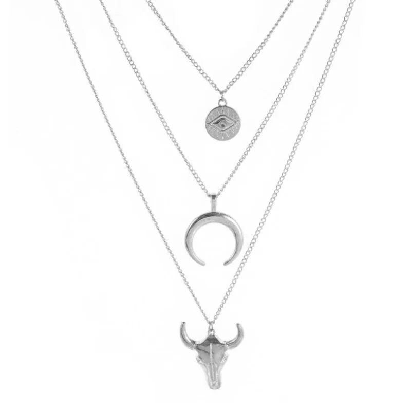 Ox Horn Multi-layer Necklace Moon Gothic Butterfly Gift 2024 New Jewelry Women's Simple Alloy Ox Head Geometric Round Piece Eyes
Ox Horn Multi-layer Necklace Moon Gothic Butterfly Gift 2024 New Jewelry Women's Simple Alloy Ox Head Geometric Round Piece Eyes