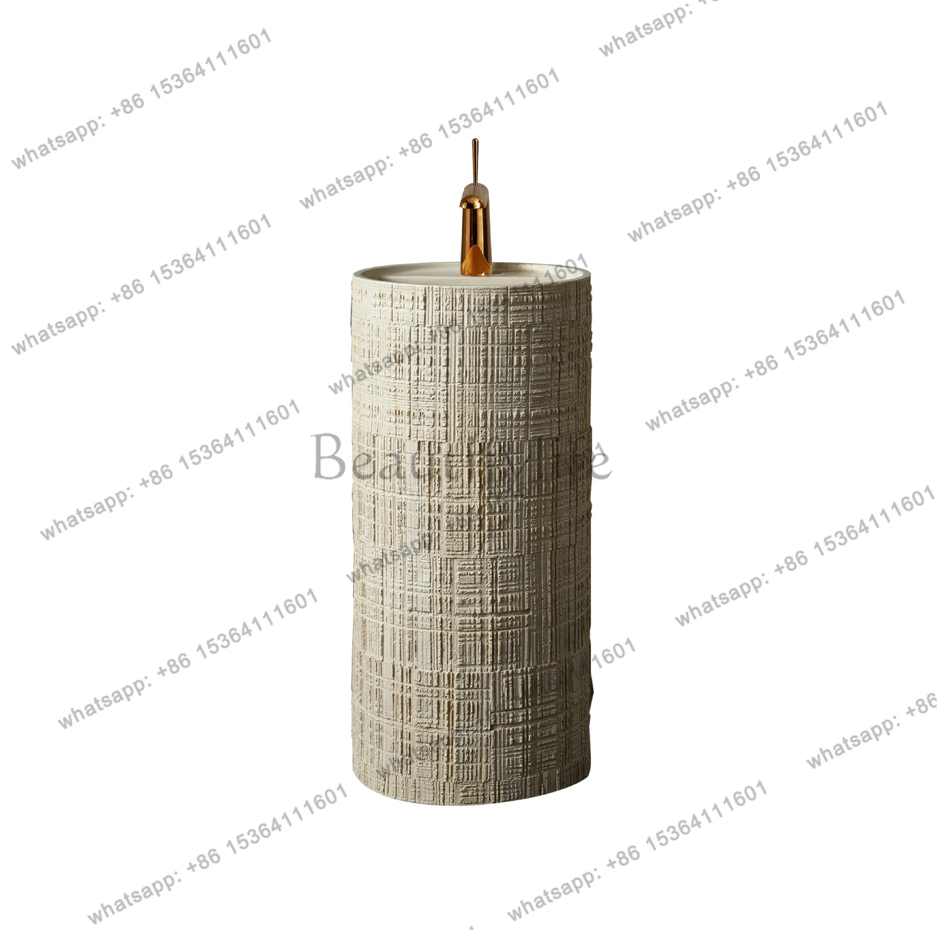 Medieval style column basin integrated floor type artificial stone flaxen color personalized art wood grain washbasin
Medieval style column basin integrated floor type artificial stone flaxen color personalized art wood grain washbasin