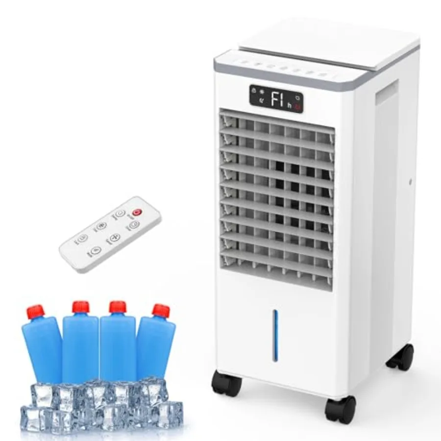 Portable evaporative air cooler for bedroom office living room small spaces, white plastic, quiet oscillating swamp cooler with
Portable evaporative air cooler for bedroom office living room small spaces, white plastic, quiet oscillating swamp cooler with