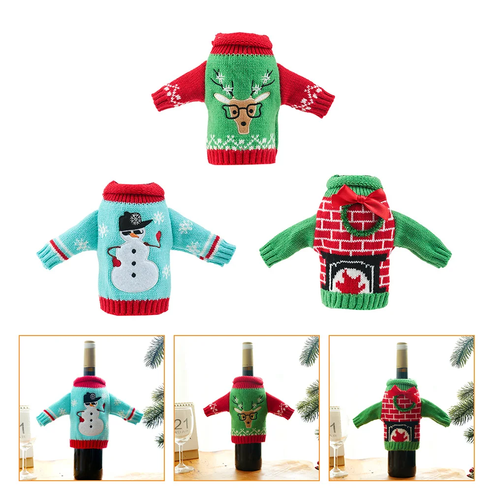 3 Pcs Red Bottle Sweater Decorative Cover Knitted Dress Christmas Party Bottle Woven Reusable Bar Tools
3 Pcs Red Bottle Sweater Decorative Cover Knitted Dress Christmas Party Bottle Woven Reusable Bar Tools