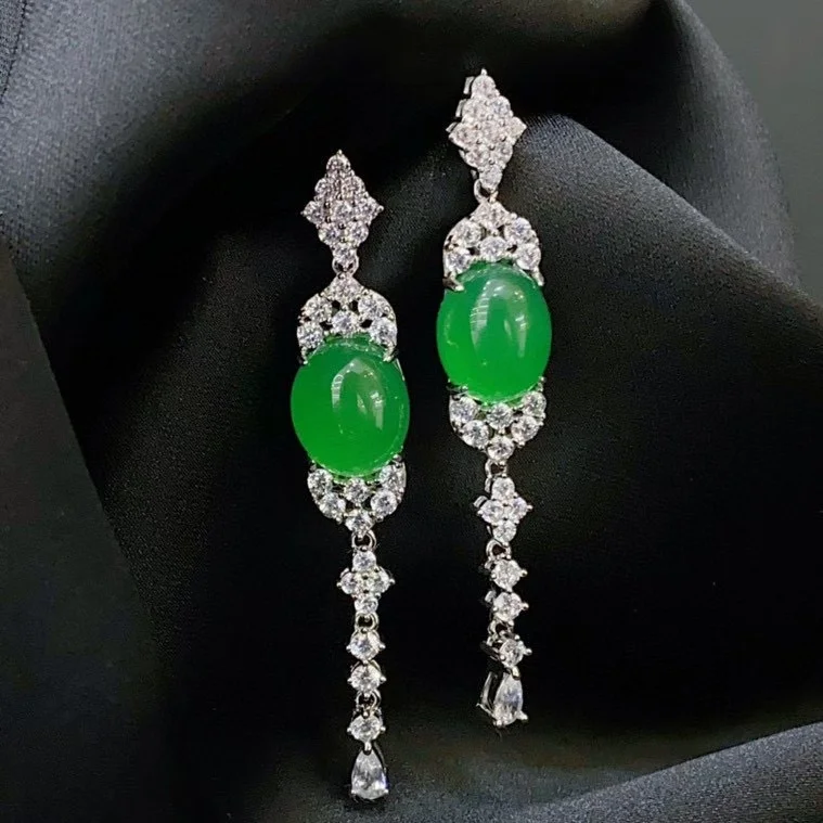 Art Jewelry 925 Sterling Silver Natural Chalcedony Ear Drop Dangel Long Tassel Genuine Gemstone Full Diamond Earring Luxury Gift
Art Jewelry 925 Sterling Silver Natural Chalcedony Ear Drop Dangel Long Tassel Genuine Gemstone Full Diamond Earring Luxury Gift