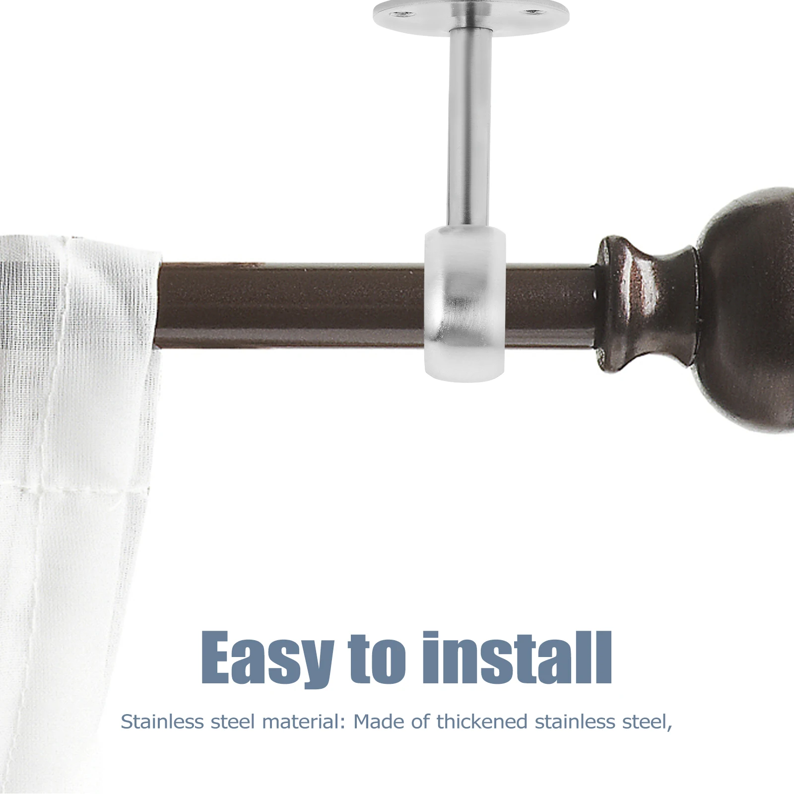 2Pcs Stainless Steel Closet Pole Support Easy Installation Space-Saving Bathroom Shower Curtain Rod Holder Curtain Rod Hooks
2Pcs Stainless Steel Closet Pole Support Easy Installation Space-Saving Bathroom Shower Curtain Rod Holder Curtain Rod Hooks