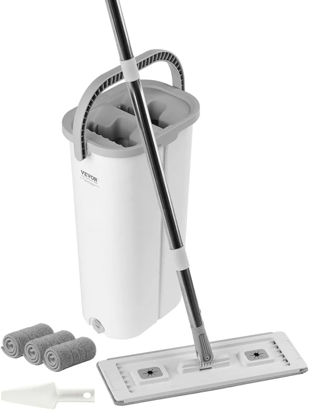 Mop and Bucket with Wringer Set, Wet & Dry Use, Flat Mop and Bucket System with 3 Washable Microfiber Pads, Flat Mop with Sta
Mop and Bucket with Wringer Set, Wet & Dry Use, Flat Mop and Bucket System with 3 Washable Microfiber Pads, Flat Mop with Sta