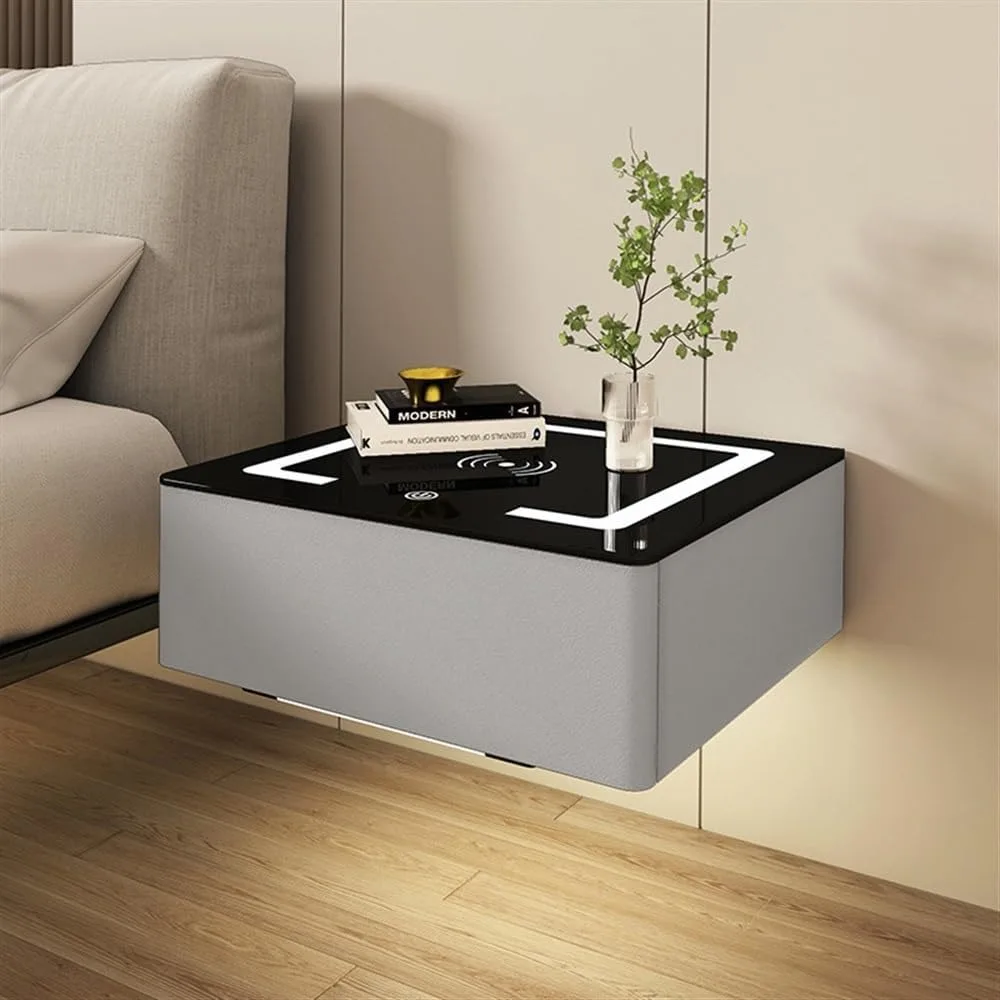 Nightstands,Wall Mounted Bedside Table with Wireless Charging and Smart Light, Solid Wood Frame, Modern Nightstands
Nightstands,Wall Mounted Bedside Table with Wireless Charging and Smart Light, Solid Wood Frame, Modern Nightstands