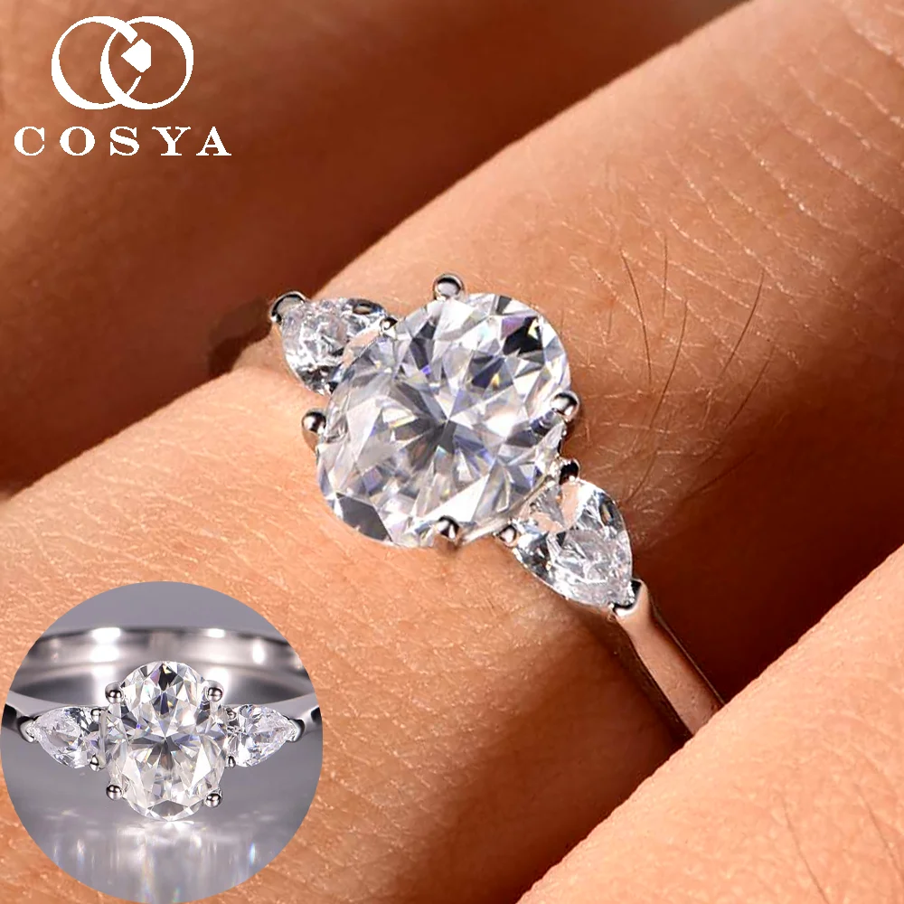 COSYA 1.5-5CT Oval Cut Moissanite Ring for Women 100% S925 Silver Lab Diamond 3 Stone Wedding Band Engagement Fine Jewelry Gift
COSYA 1.5-5CT Oval Cut Moissanite Ring for Women 100% S925 Silver Lab Diamond 3 Stone Wedding Band Engagement Fine Jewelry Gift