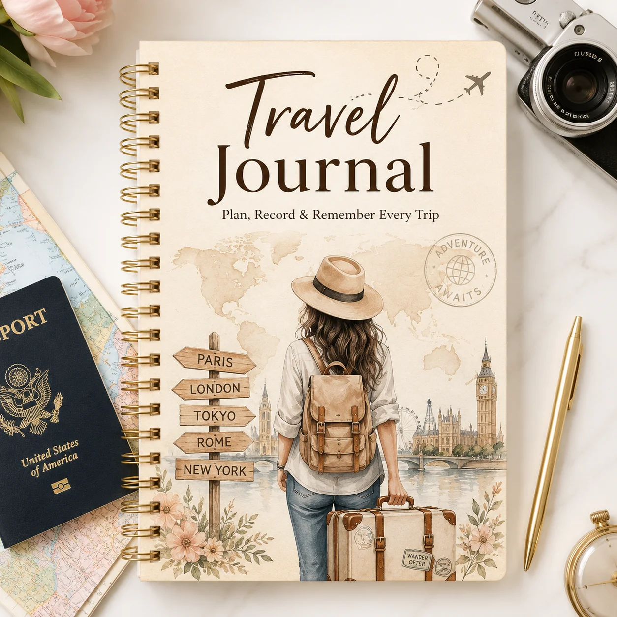 Travel Journal for Women, A5 Spiral Notebook for Trip Planning, Vacation Memory Book and Adventure Diary
Travel Journal for Women, A5 Spiral Notebook for Trip Planning, Vacation Memory Book and Adventure Diary