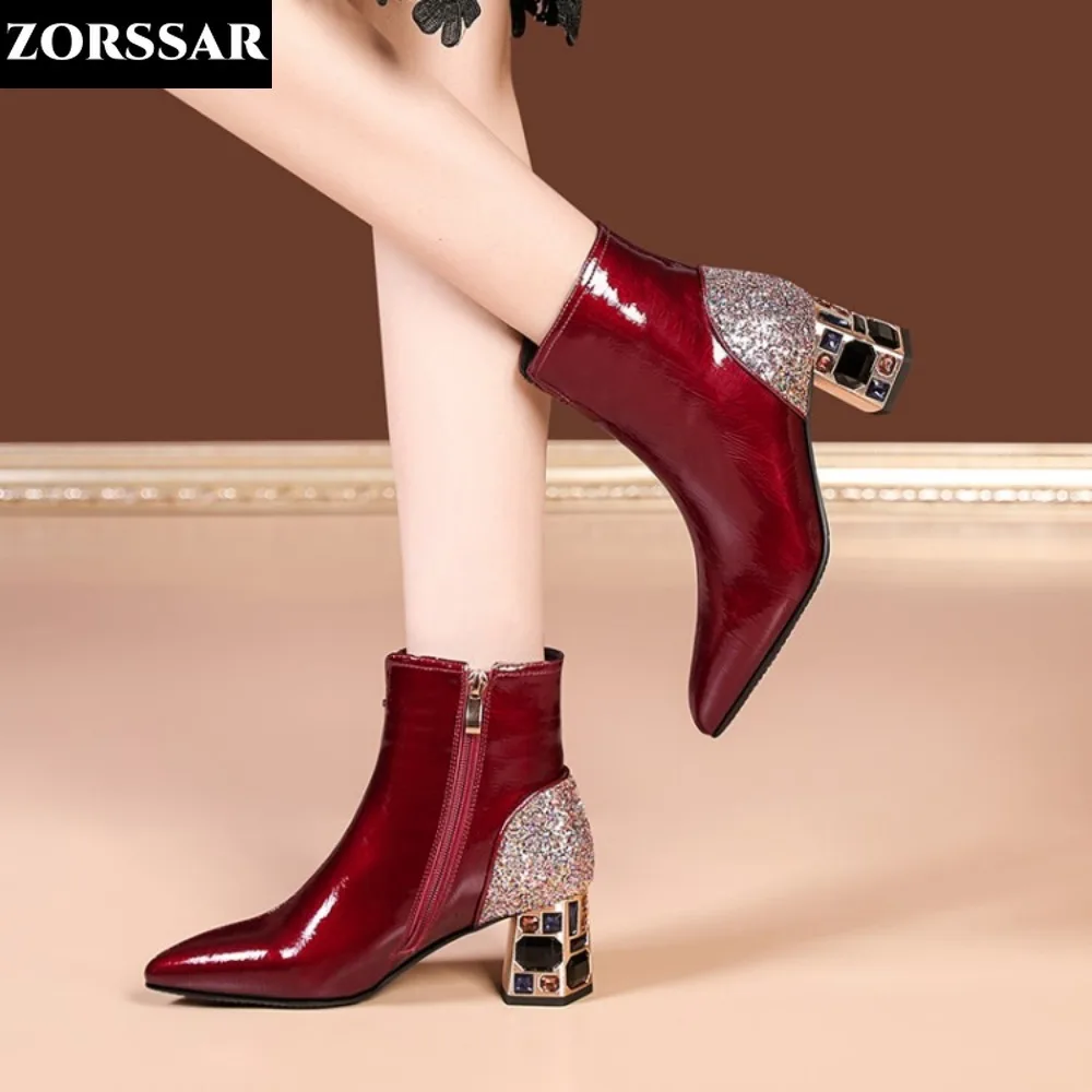 Patent Leather High Heels Ankle Boots Women Nightclub Catwalk Party Short Boot Winter Fashion Crystal Office Lady Big Size 34-43
Patent Leather High Heels Ankle Boots Women Nightclub Catwalk Party Short Boot Winter Fashion Crystal Office Lady Big Size 34-43