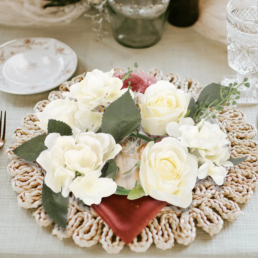 2pcs Artificial Rose Wreath Rings Realistic Decor Table Centerpieces Valentine Wedding Party Christmas Home Decor
2pcs Artificial Rose Wreath Rings Realistic Decor Table Centerpieces Valentine Wedding Party Christmas Home Decor