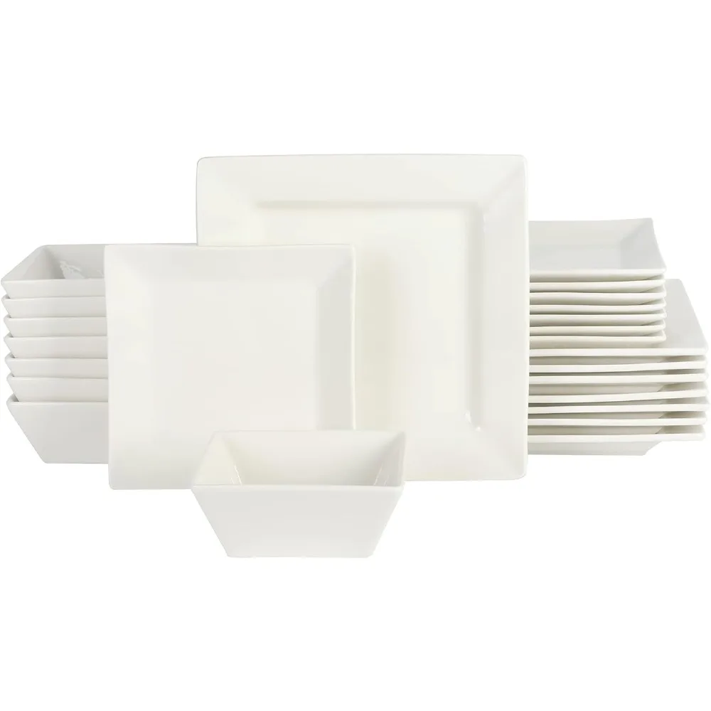 Zen Buffet Hard Square Porcelain Chip and Scratch Resistant Dinnerware Set, White, Service for 8 (24pcs)
Zen Buffet Hard Square Porcelain Chip and Scratch Resistant Dinnerware Set, White, Service for 8 (24pcs)