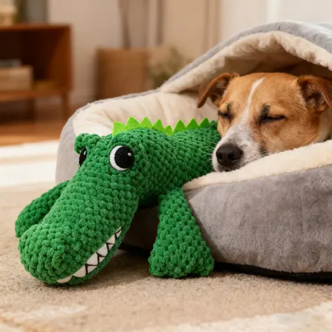 Nuevos juguetes grandes de cocodrilo verde para perros, juguete de molienda de dientes resistente a masticar, juguete de peluche divertido para cachorros para aliviar el aburrimiento, suministros para mascotas