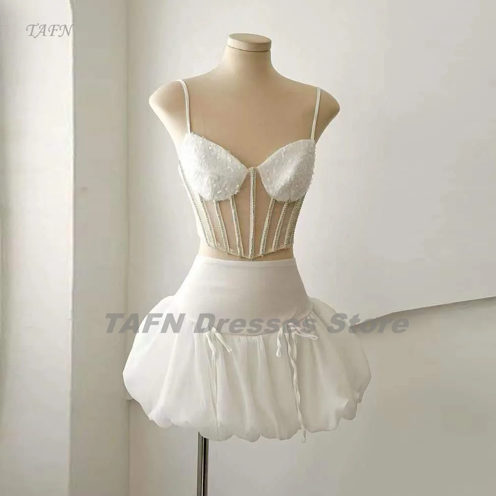 TAFN Gorgeous Sexy Wedding Party Gown Spaghetti Straps A-line Two Pieces Bridal Gown Sleeveless Mini Party Dresses Custom Made
TAFN Gorgeous Sexy Wedding Party Gown Spaghetti Straps A-line Two Pieces Bridal Gown Sleeveless Mini Party Dresses Custom Made