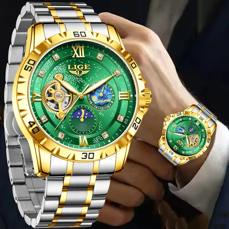 LIGE новые механические мужские часы с турбийоном, водонепроницаемые автоматические наручные часы из нержавеющей стали для мужчин, модные светящиеся мужские часы
LIGE новые механические мужские часы с турбийоном, водонепроницаемые автоматические наручные часы из нержавеющей стали для мужчин, модные светящиеся мужские часы