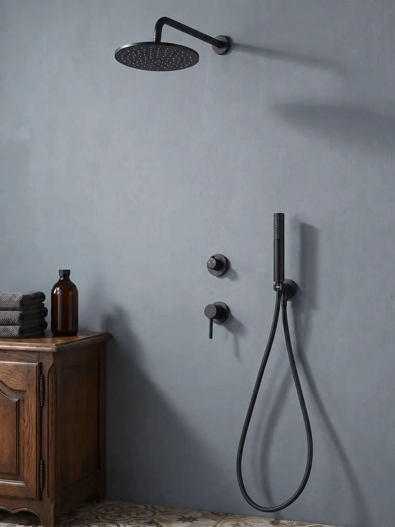 Black Shower System Set Bathroom Faucet Mixer Diverter Tap Brass Ceiling Or Wall Arm Handheld Spray With 8-16" Rian Head
Black Shower System Set Bathroom Faucet Mixer Diverter Tap Brass Ceiling Or Wall Arm Handheld Spray With 8-16" Rian Head