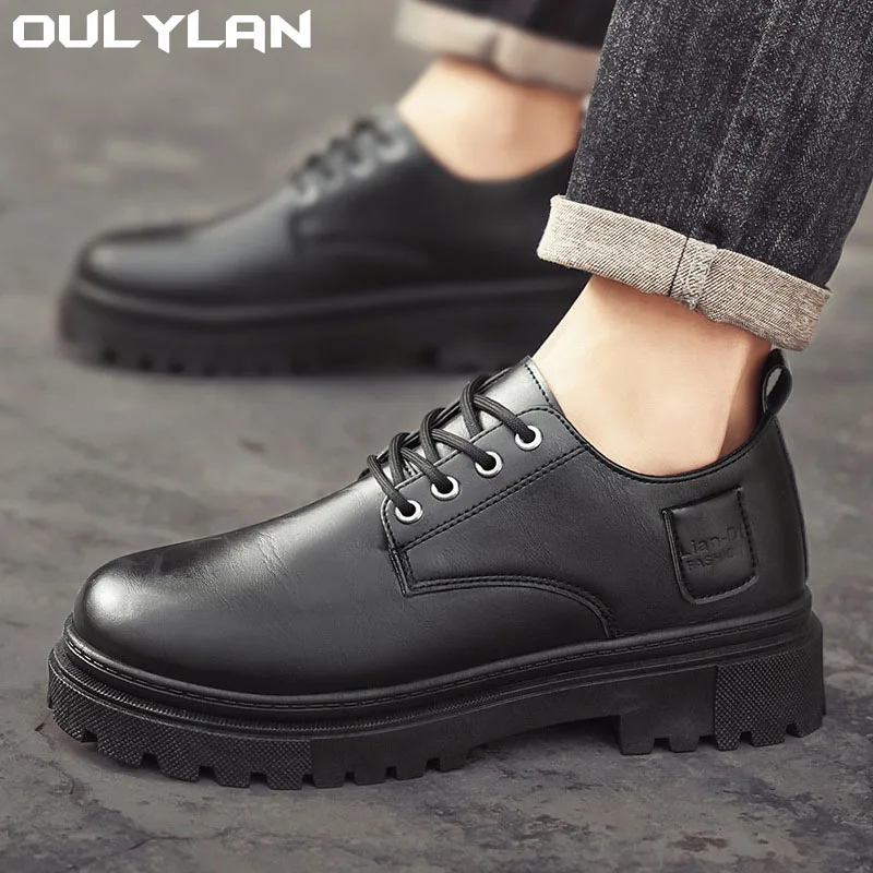 Oulylan Casual Men's Work Shoes With Lace-Up Closed Toe Thick Sole Versatile Height Increasing Non-Slip Leather Shoes
Oulylan Casual Men's Work Shoes With Lace-Up Closed Toe Thick Sole Versatile Height Increasing Non-Slip Leather Shoes