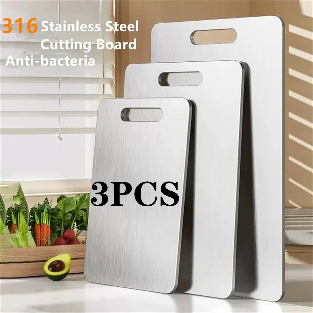 3PC Stainless Steel Chopping Board - Thickened 2-Side for Meat/Fruit/Dough, Dishwasher Safe NonSlip Kitchen Board
3PC Stainless Steel Chopping Board - Thickened 2-Side for Meat/Fruit/Dough, Dishwasher Safe NonSlip Kitchen Board