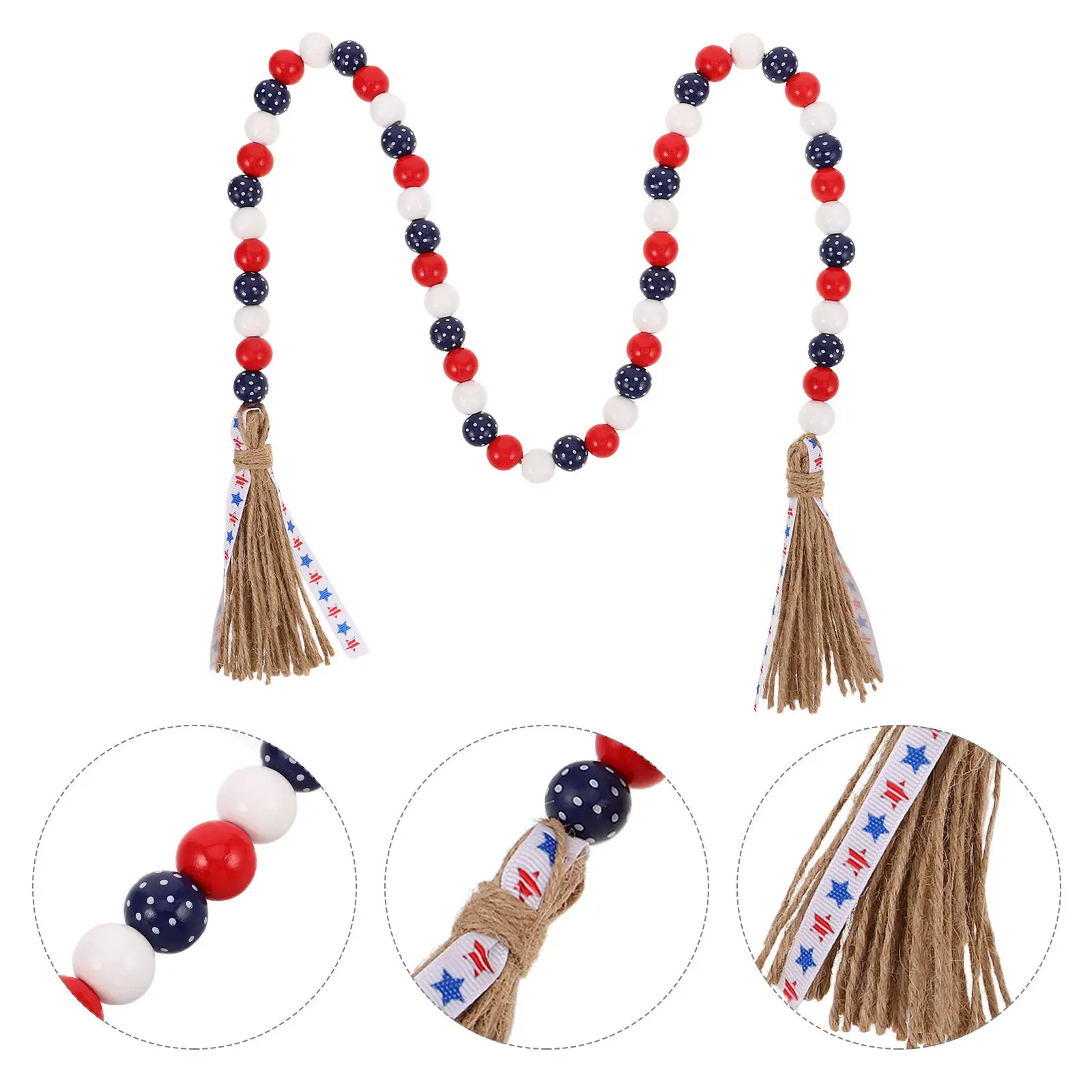 Independence Day Wood Bead Garland Rustic Farmhouse Decor Tassel Design Patriotic Beaded Wreath for Tiered Tray Wall Hanging
Independence Day Wood Bead Garland Rustic Farmhouse Decor Tassel Design Patriotic Beaded Wreath for Tiered Tray Wall Hanging