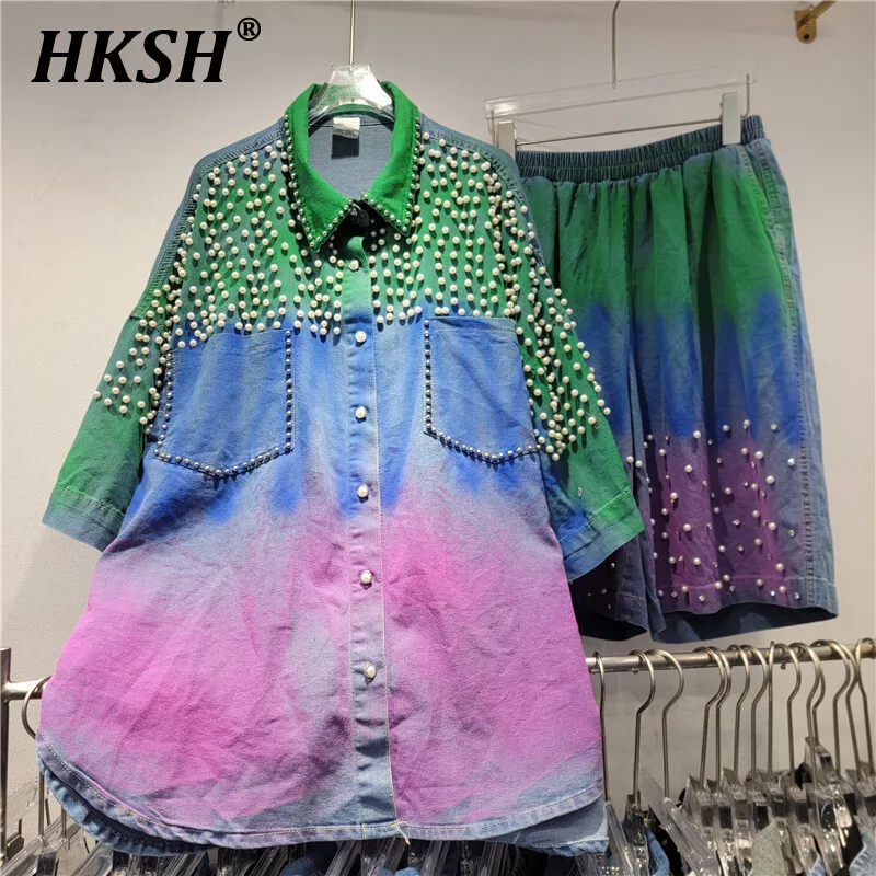 HKSH Summer New Women Tide chic Punk Streetwear Casual Fashion Heavy Studded Rivet Short Sleeve Shirts Denim Shorts Set HK5189
HKSH Summer New Women Tide chic Punk Streetwear Casual Fashion Heavy Studded Rivet Short Sleeve Shirts Denim Shorts Set HK5189