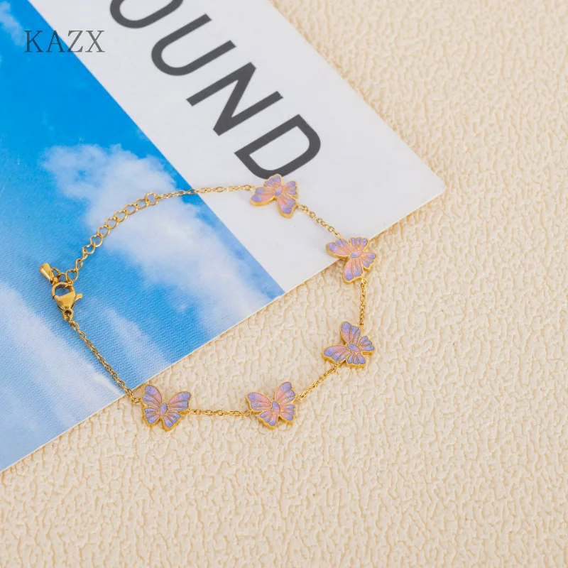 Minimalist Fashion Gradient Purple Pink Butterfly Pendant Bracelet Anti-tarnish chain bracelet Ladies Daily Wear Birthday
Minimalist Fashion Gradient Purple Pink Butterfly Pendant Bracelet Anti-tarnish chain bracelet Ladies Daily Wear Birthday