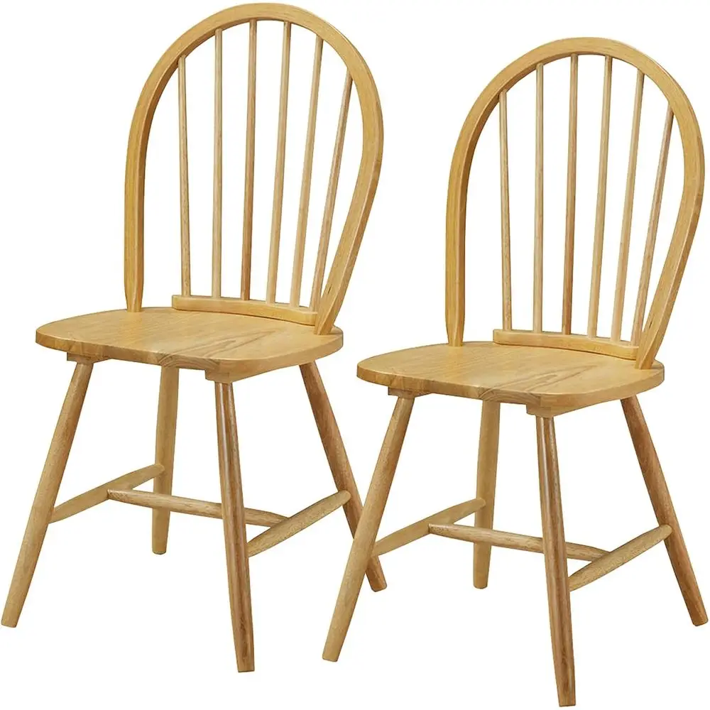 Set of 2 Natural Wood Spindle Back Windsor Chairs with Solid Legs, Suitable for Dining and Living Rooms
Set of 2 Natural Wood Spindle Back Windsor Chairs with Solid Legs, Suitable for Dining and Living Rooms