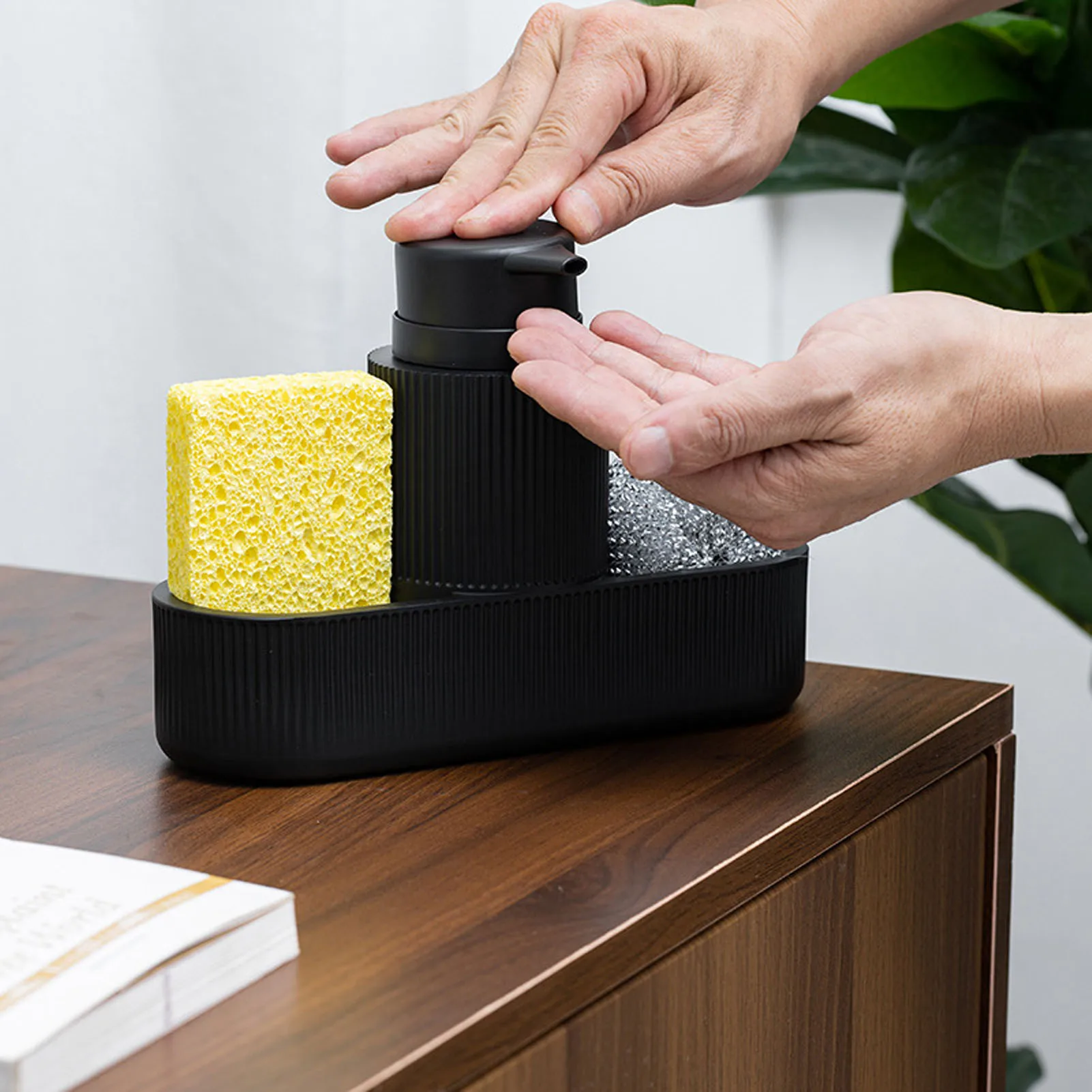 Dish Sponge Holder Black Easy To Clean Multifunction Space Saving Dish Soap Dispenser Resin with Scouring Ball for Kitchen Sink
Dish Sponge Holder Black Easy To Clean Multifunction Space Saving Dish Soap Dispenser Resin with Scouring Ball for Kitchen Sink