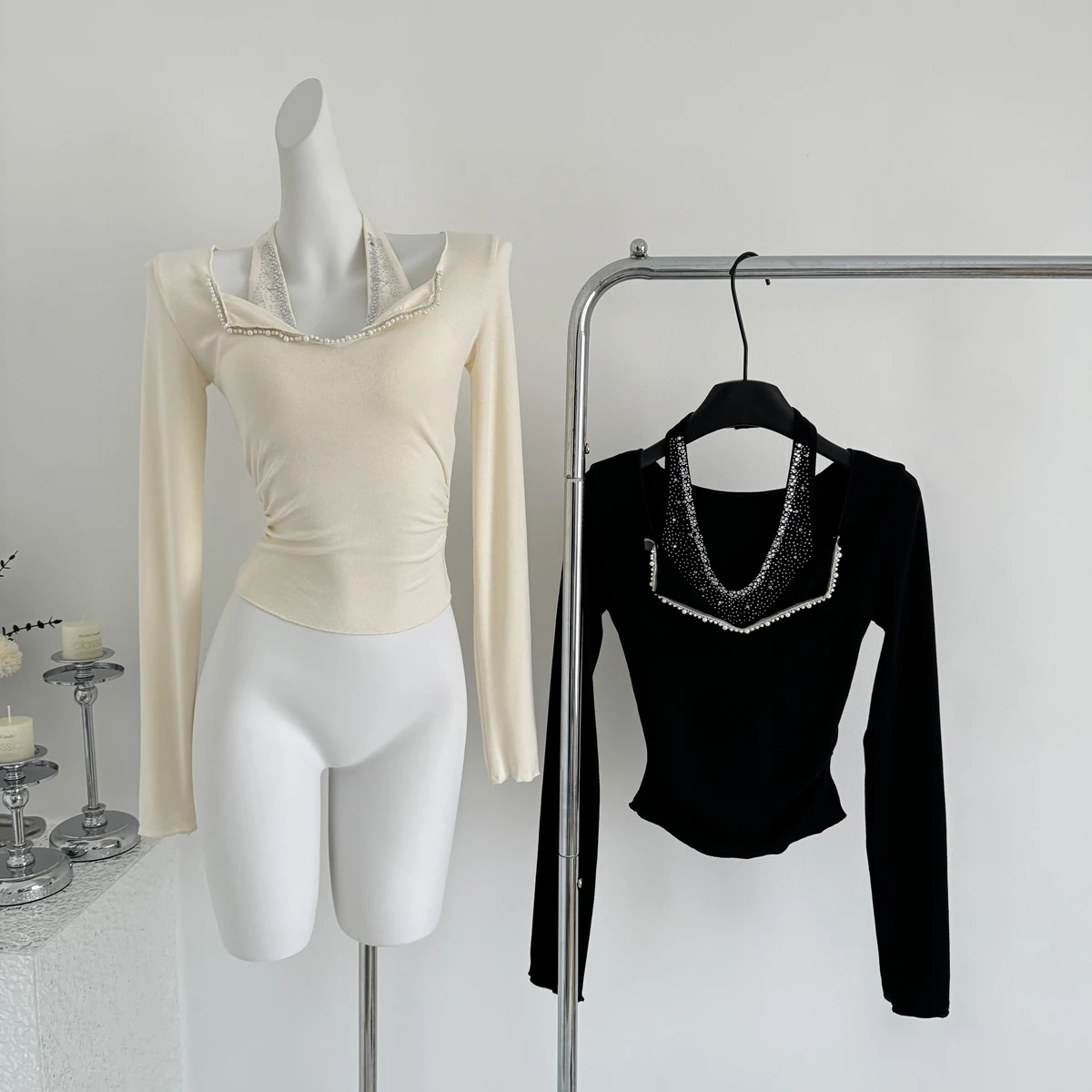 Fake Two Piece Women's Long Sleeve Slim Fit Pullover V-neck Diamond T-Shirt Basic Streetwear Spring and Autumn Tops
Fake Two Piece Women's Long Sleeve Slim Fit Pullover V-neck Diamond T-Shirt Basic Streetwear Spring and Autumn Tops