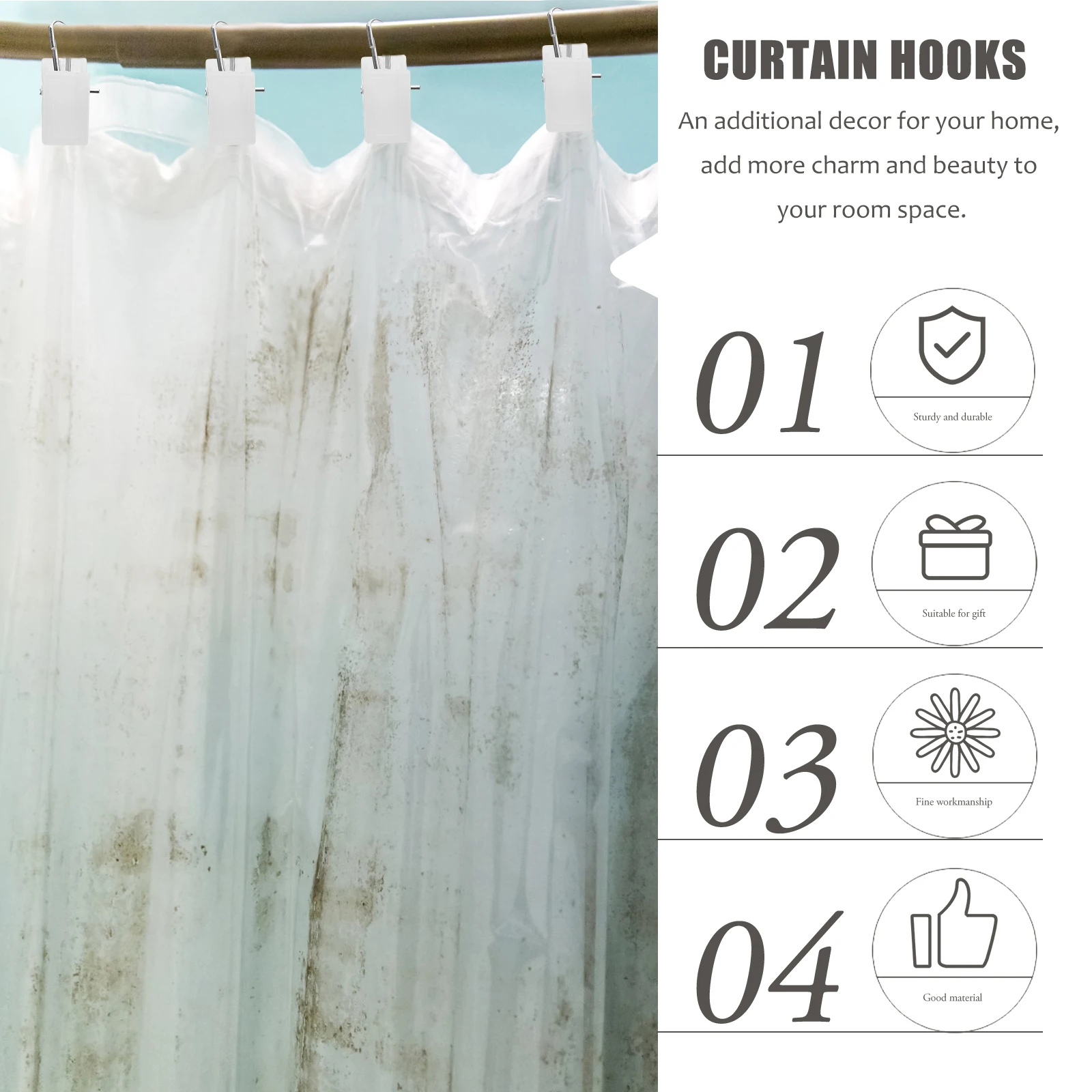 20pcs White Plastic Curtain Clips Hooks for Shower Drapes Sheets Decorative Hanging Accessories Closet Doors Hardware
20pcs White Plastic Curtain Clips Hooks for Shower Drapes Sheets Decorative Hanging Accessories Closet Doors Hardware