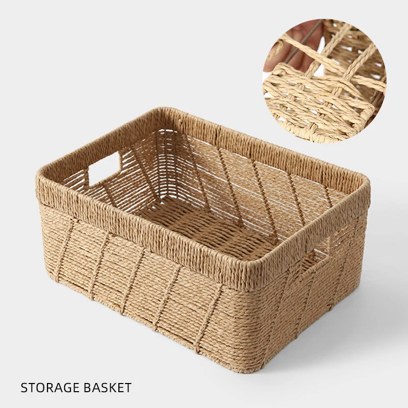 Hand Woven Storage Basket Multi-use Rectangular Fabric Organizer Bin for Clothes Snacks Desktop Home Storage
Hand Woven Storage Basket Multi-use Rectangular Fabric Organizer Bin for Clothes Snacks Desktop Home Storage