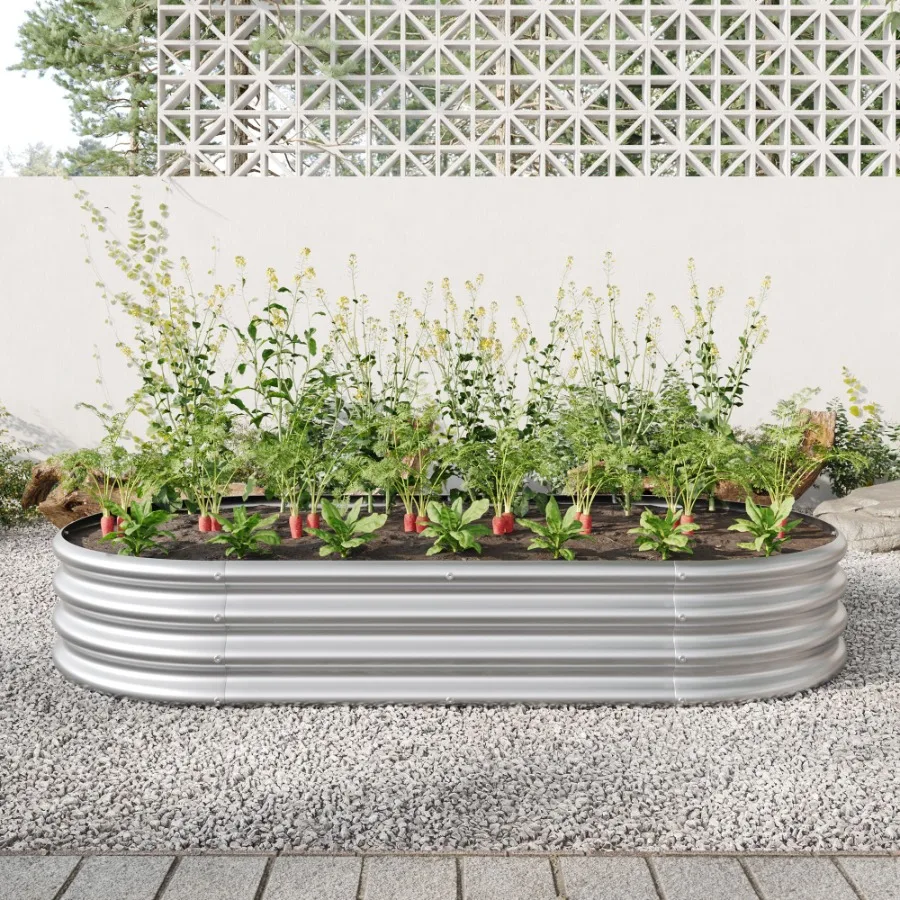 Raised Garden Bed Outdoor Oval Large Metal Raised Planter Bed for for Plants Vegetables and Flowers Silver
Raised Garden Bed Outdoor Oval Large Metal Raised Planter Bed for for Plants Vegetables and Flowers Silver