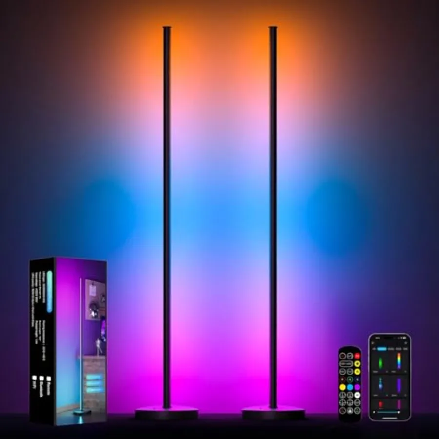 Corner Floor Lamp, 2 Pack LED Corner Lamp with APP and Remote Control, 16 Million DIY Colors and Warm White, Music Sync, Timing
Corner Floor Lamp, 2 Pack LED Corner Lamp with APP and Remote Control, 16 Million DIY Colors and Warm White, Music Sync, Timing
