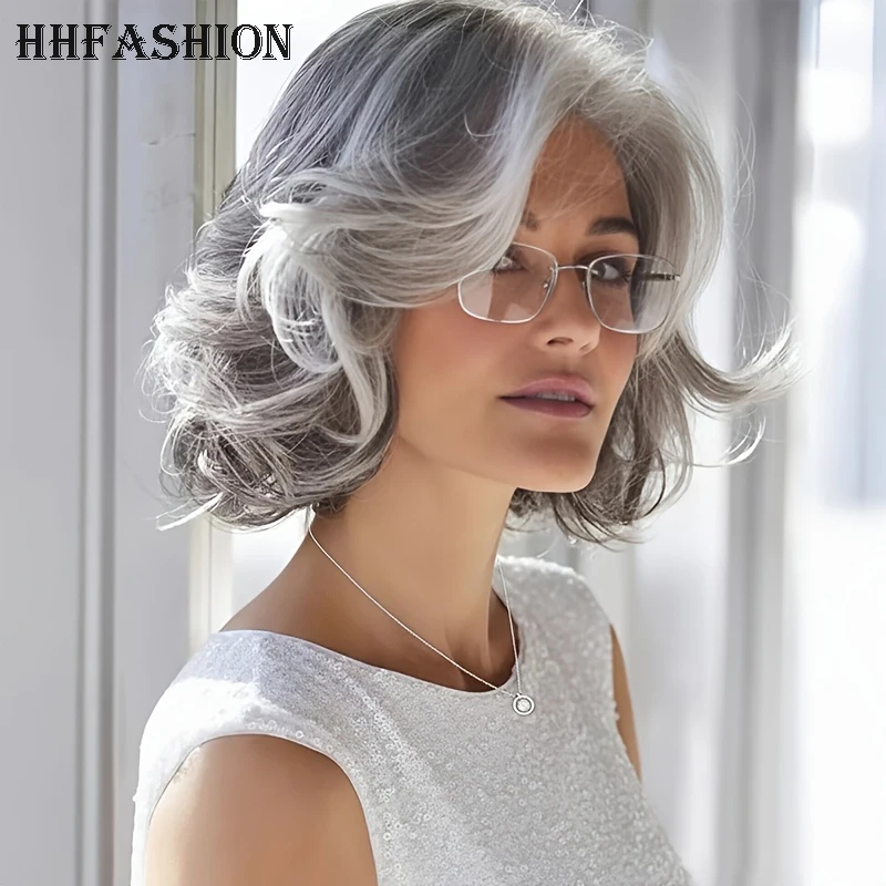 HHFASHION 12inch Grandma Grey Short Synthetic Wig for Women High Temperature Silk Material Comfortable Inner Rose Mesh Cap
HHFASHION 12inch Grandma Grey Short Synthetic Wig for Women High Temperature Silk Material Comfortable Inner Rose Mesh Cap