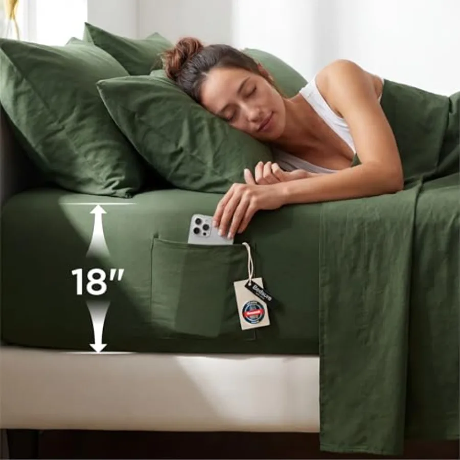Deep Pocket Sheet Set - 6 Pcs Prewashed Ultra-Soft Size Sheets Set Fits Mattresses Up to 18 Inch Thick Breathable and Secure Fi
Deep Pocket Sheet Set - 6 Pcs Prewashed Ultra-Soft Size Sheets Set Fits Mattresses Up to 18 Inch Thick Breathable and Secure Fi
