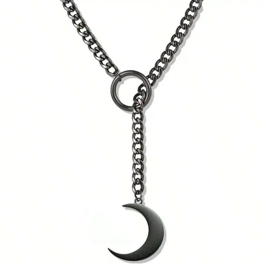 Black Gothic Moon Pendant Choker Necklace Stainless Steel Chain Punk Y Style
Black Gothic Moon Pendant Choker Necklace Stainless Steel Chain Punk Y Style