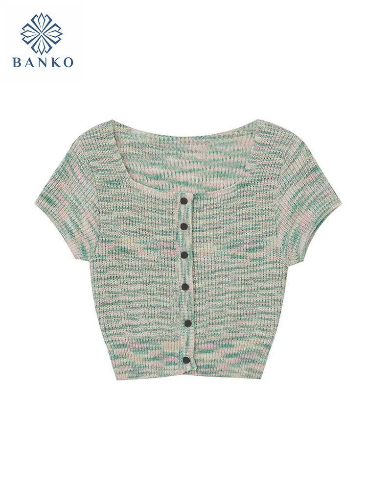 Japanese Fashion Square Collar Flying Slim Short Sleeve Crop Top Women New Design Striped Button T-Shirts Summer Sweet Cute Tees
Japanese Fashion Square Collar Flying Slim Short Sleeve Crop Top Women New Design Striped Button T-Shirts Summer Sweet Cute Tees