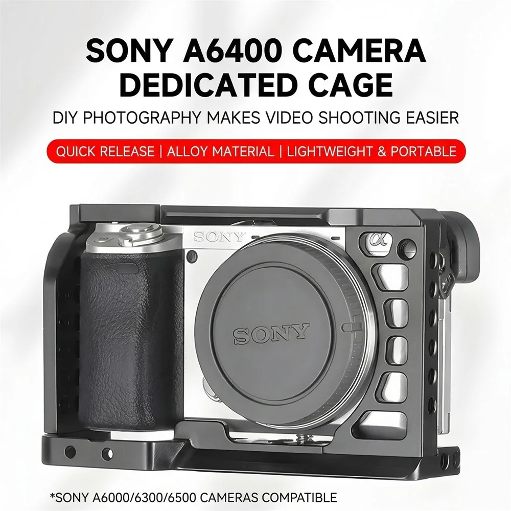 Aluminum Camera Cage w Wood Handle for Sony A6400 / A6300 / A6100 / A6000 Metal Camera Cage Rig Stabilizer Video Live Streaming
Aluminum Camera Cage w Wood Handle for Sony A6400 / A6300 / A6100 / A6000 Metal Camera Cage Rig Stabilizer Video Live Streaming