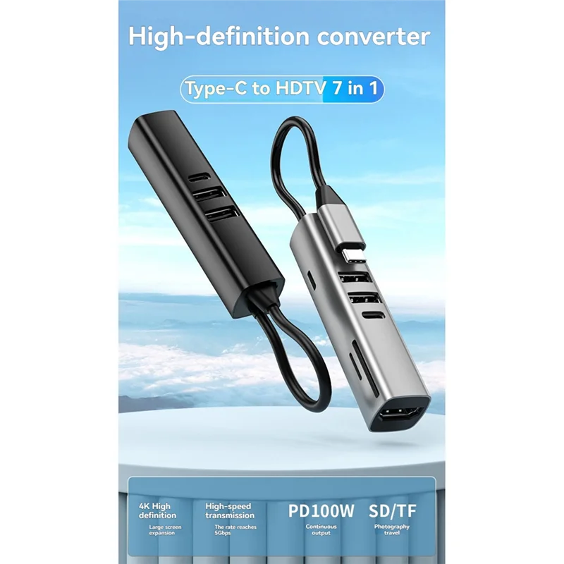 ABT-7 In 1 USB C HUB USB 3.0 HDTV 4K 30Hz Video SD TF Card Slot Reader Multi-Ports PD 100W Charging For PC/Laptops
ABT-7 In 1 USB C HUB USB 3.0 HDTV 4K 30Hz Video SD TF Card Slot Reader Multi-Ports PD 100W Charging For PC/Laptops