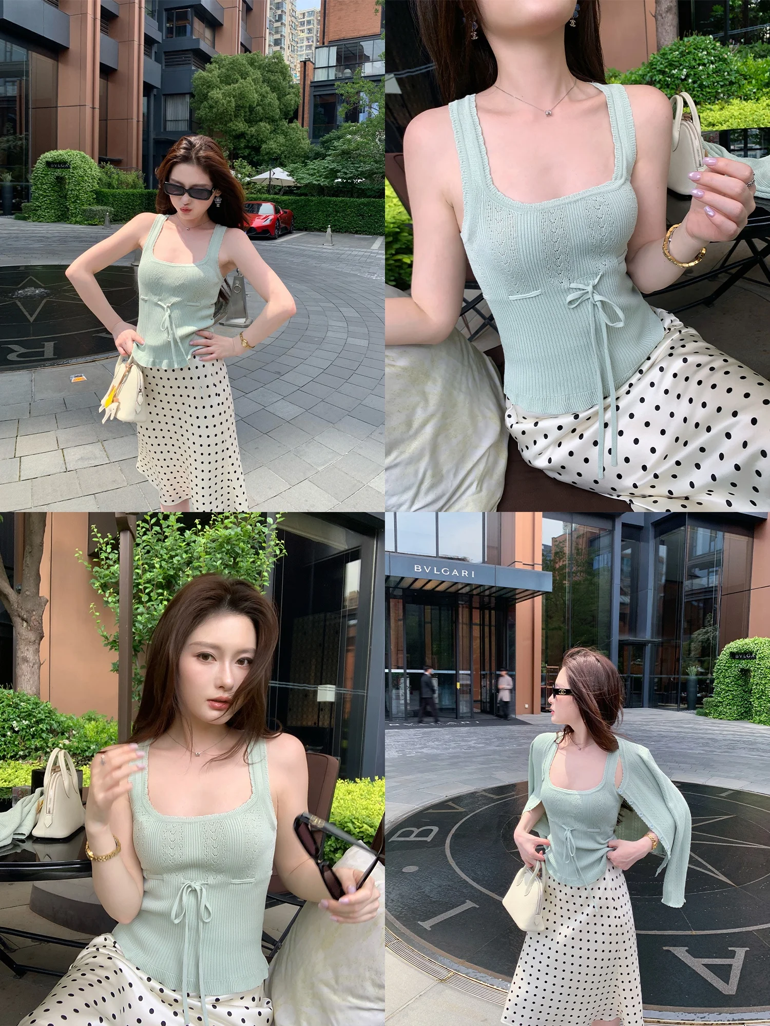 Pusumede Mint Lace Trim U-Neck Knitted Vest Women's Elegance Two-Piece Set Strapless Cardigan Long Sleeve Regular Length
Pusumede Mint Lace Trim U-Neck Knitted Vest Women's Elegance Two-Piece Set Strapless Cardigan Long Sleeve Regular Length