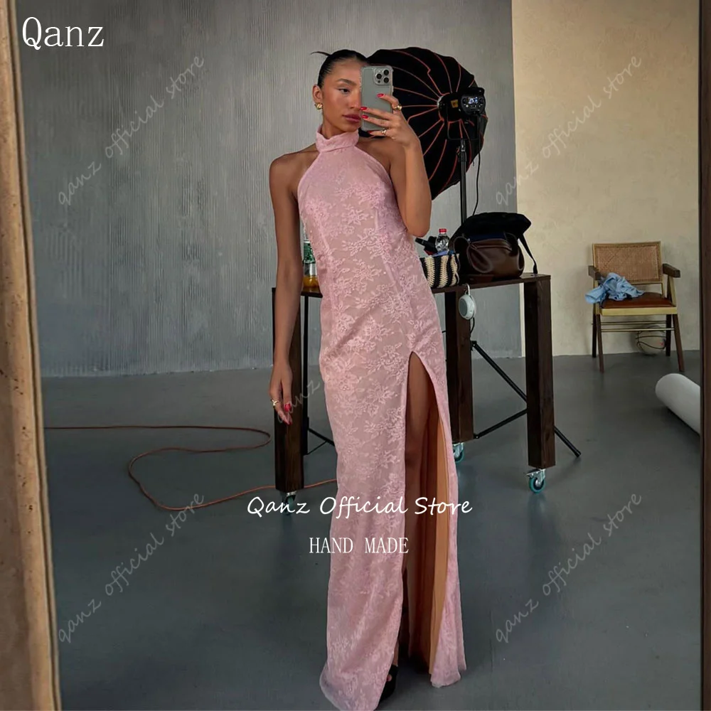 Qanz Delicate Lace Appliques Evening Dresses High Slit Pink Mermaid Prom Dresses Luxury Backless Sexy Party Gowns Customized
Qanz Delicate Lace Appliques Evening Dresses High Slit Pink Mermaid Prom Dresses Luxury Backless Sexy Party Gowns Customized
