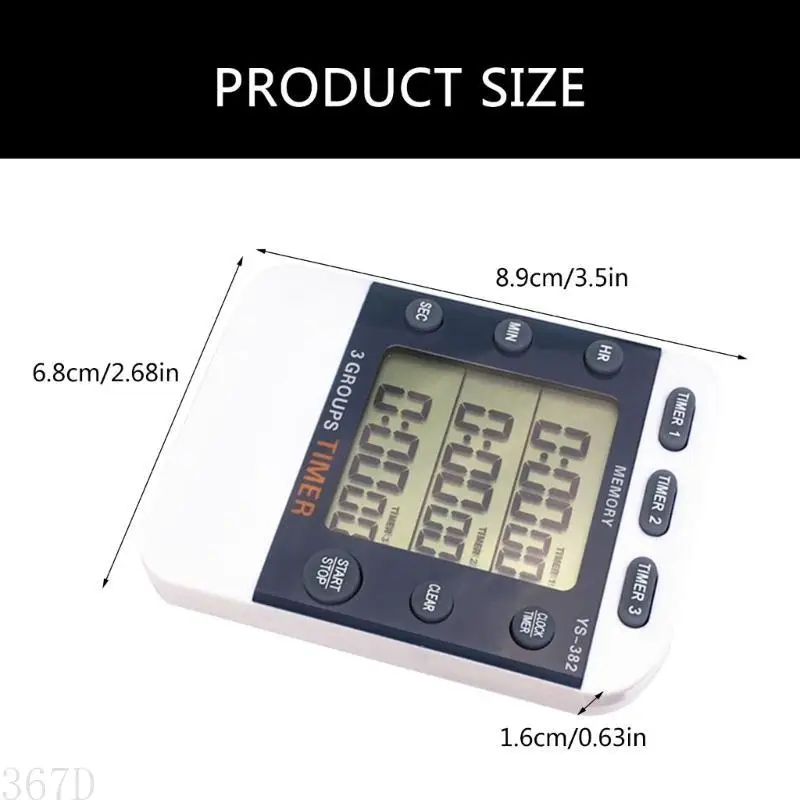 367D Pocket Timer 3 Канал Counte Up/Down Timer с задним зажимом Большой таймер дисплея
367D Pocket Timer 3 Канал Counte Up/Down Timer с задним зажимом Большой таймер дисплея
