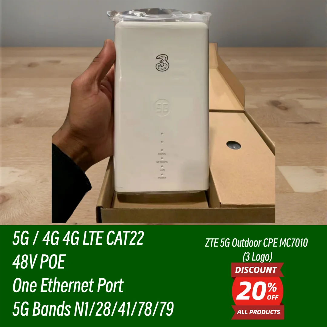 Новый уличный 5G CPE-роутер ZTE MC7010 с PoE 48В, гигабитным Ethernet-портом, поддержкой 5G Sub6G NSA+SA, 4G LTE CAT22 и слотом для SIM-карты
Новый уличный 5G CPE-роутер ZTE MC7010 с PoE 48В, гигабитным Ethernet-портом, поддержкой 5G Sub6G NSA+SA, 4G LTE CAT22 и слотом для SIM-карты
