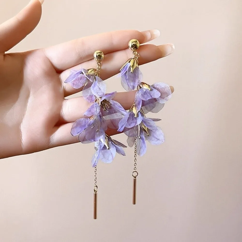 Fashion Sweet Flower Earrings Tassel Blue Yarn Mesh Earrings Korean Style Organza Long Tassel Earrings Holiday
Fashion Sweet Flower Earrings Tassel Blue Yarn Mesh Earrings Korean Style Organza Long Tassel Earrings Holiday