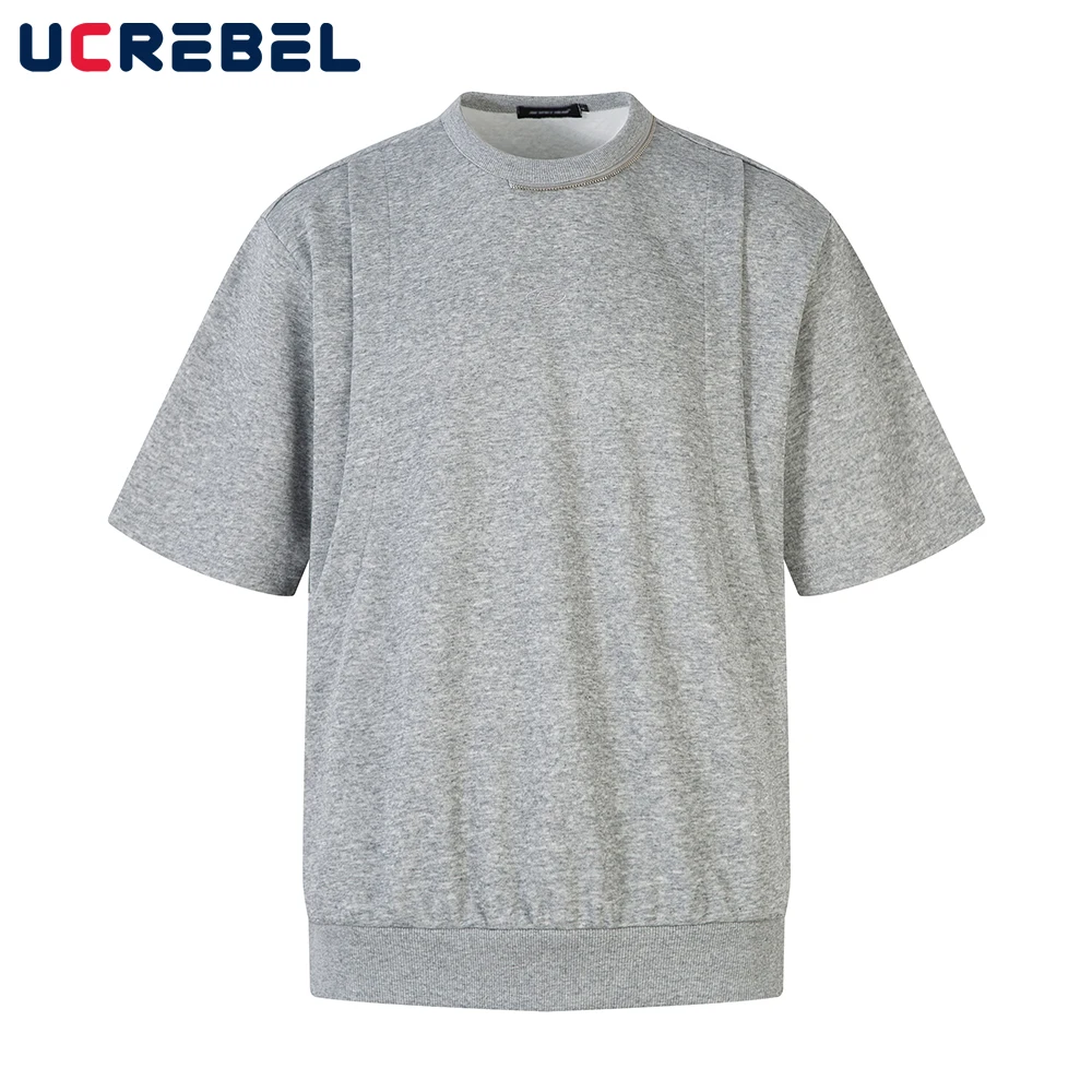 Zipper Decoration Short Sleeve T-shirt Mens Spliced Solid Color High Street Summer Loose Crew Neck Tee Men
Zipper Decoration Short Sleeve T-shirt Mens Spliced Solid Color High Street Summer Loose Crew Neck Tee Men