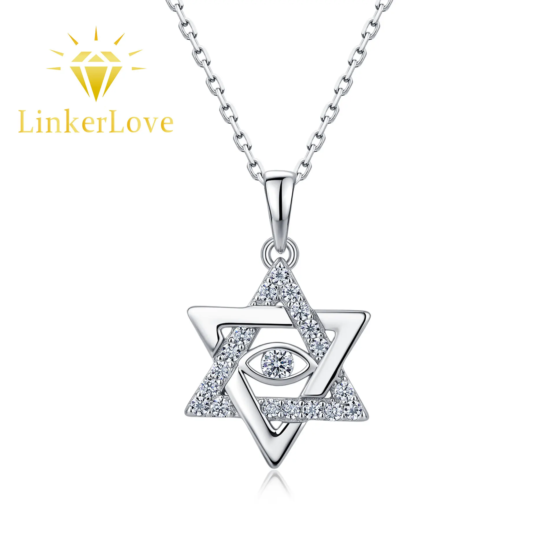 LinkerLove S925 Sterling Silver Moissanite Star of David Pendant Necklace with Evil Eye Design Hexagram Choker Jewelry for Women
LinkerLove S925 Sterling Silver Moissanite Star of David Pendant Necklace with Evil Eye Design Hexagram Choker Jewelry for Women