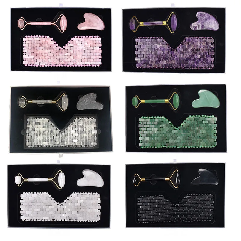 3PCs Jade Eye Mask Massager Rose Quartz Jade Roller And Guasha Board Set Cold And Hot Compress Natural Gouache Scraper With Box
3PCs Jade Eye Mask Massager Rose Quartz Jade Roller And Guasha Board Set Cold And Hot Compress Natural Gouache Scraper With Box