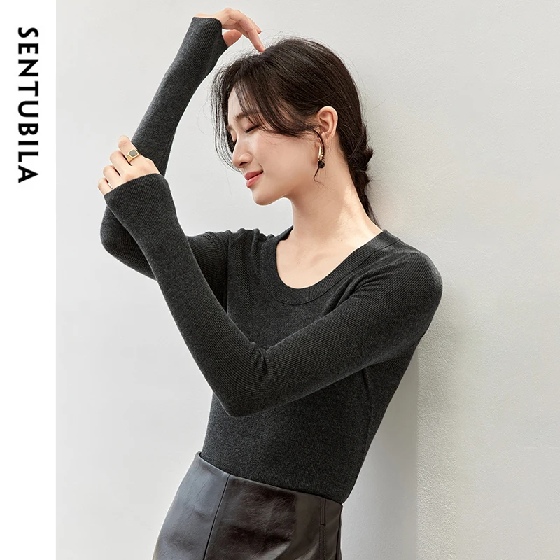 SENTUBILA Women's Knitted Sweater Simple Commuting Containing Wool Long Sleeve Crew Neck Casual Temperament Pullover W43H56916
SENTUBILA Women's Knitted Sweater Simple Commuting Containing Wool Long Sleeve Crew Neck Casual Temperament Pullover W43H56916