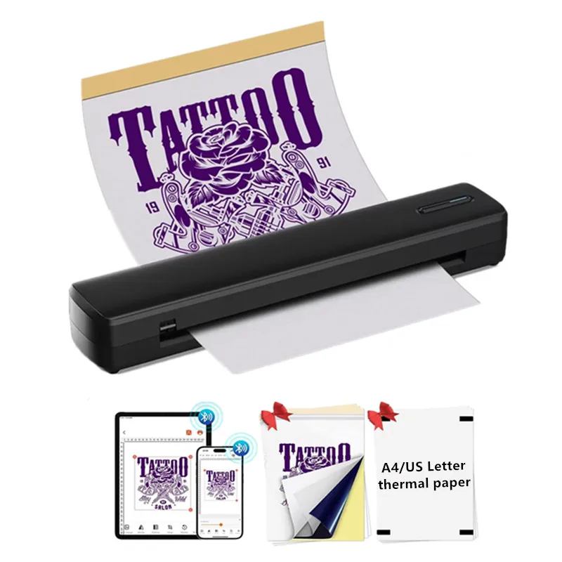 Wireless Bluetooth Mini A4 Tattoo Printer Tattooist&Beginner Tattoo Stencil Transfer Copier Machine Compatible with Phone&PC
Wireless Bluetooth Mini A4 Tattoo Printer Tattooist&Beginner Tattoo Stencil Transfer Copier Machine Compatible with Phone&PC
