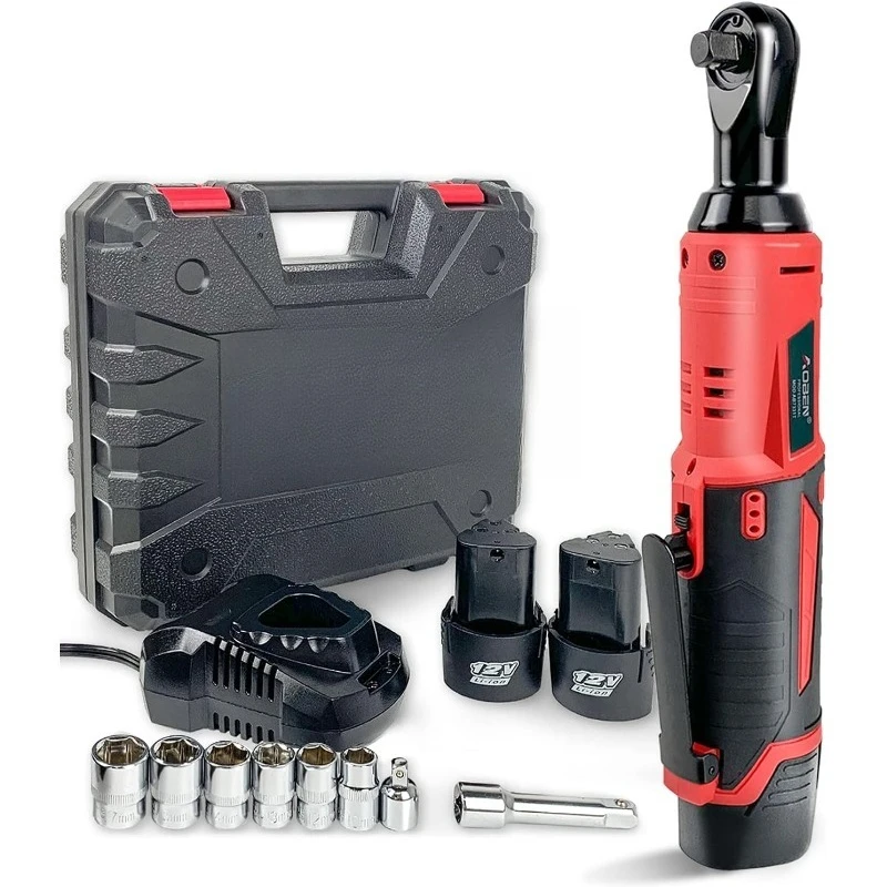 Cordless Electric Ratchet Wrench Set, 3/8" 12V Power Ratchet Tool Kit With 2 Packs 2000mAh Lithium-Ion Battery And Charger
Cordless Electric Ratchet Wrench Set, 3/8" 12V Power Ratchet Tool Kit With 2 Packs 2000mAh Lithium-Ion Battery And Charger
